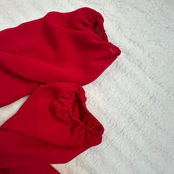 Alfani Womens Red Layered Chiffon Blouse Tunic Embellished Neck Size 8 Career - Picture 9 of 9